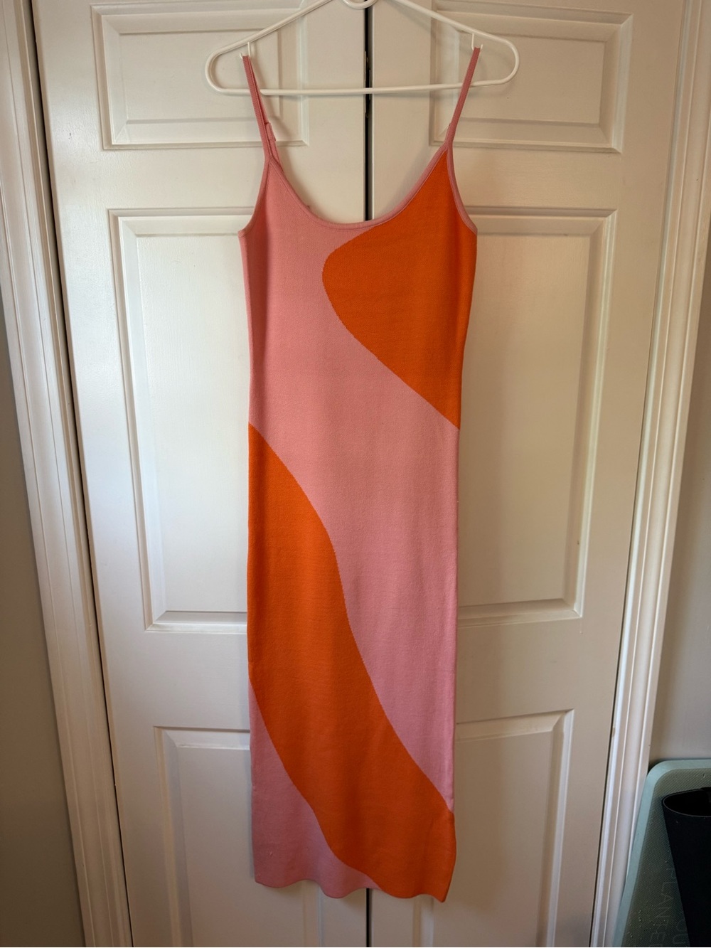 Colorblock Pink and Orange Knit Dress